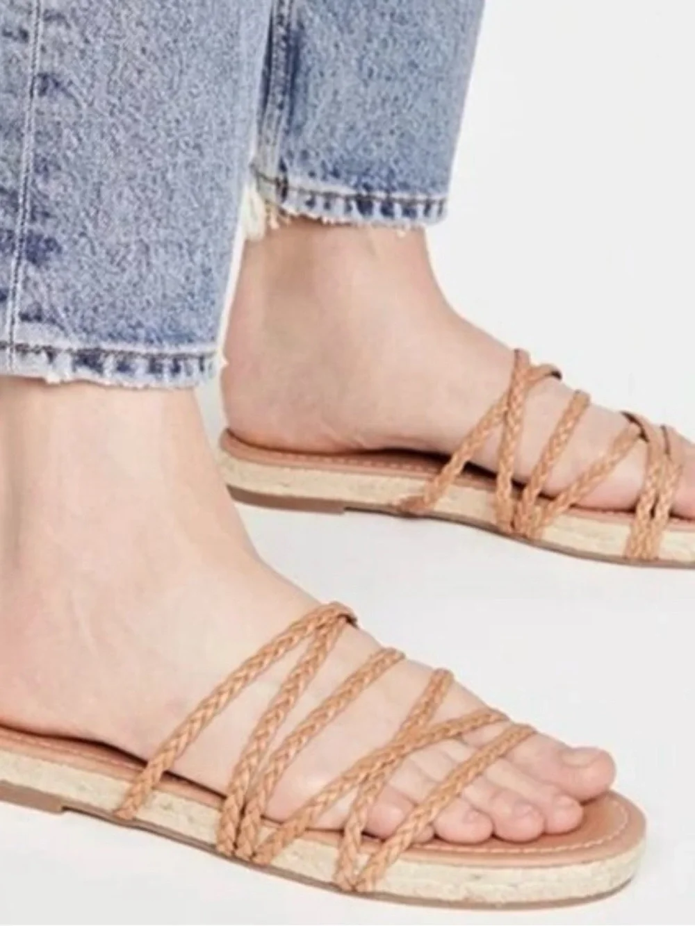 Madewell Kathryn Espadrille Slide Sandal Braided Leather Women’s 7 Tan NWOT - Picture 6 of 7